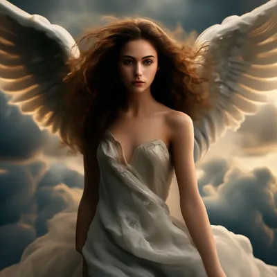 Красивый ангел на небе с большими …» — создано в Шедевруме