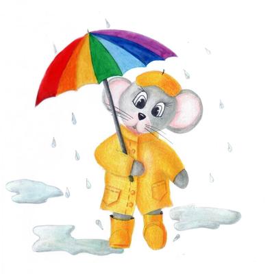Дети играют в дождь, держа зонтик Иллюстрация вектора - иллюстрации  насчитывающей потеха, цвет: 238610821