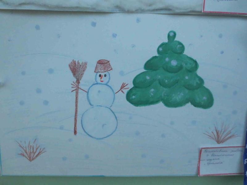 Детские рисунки на тему зима - 143 фото