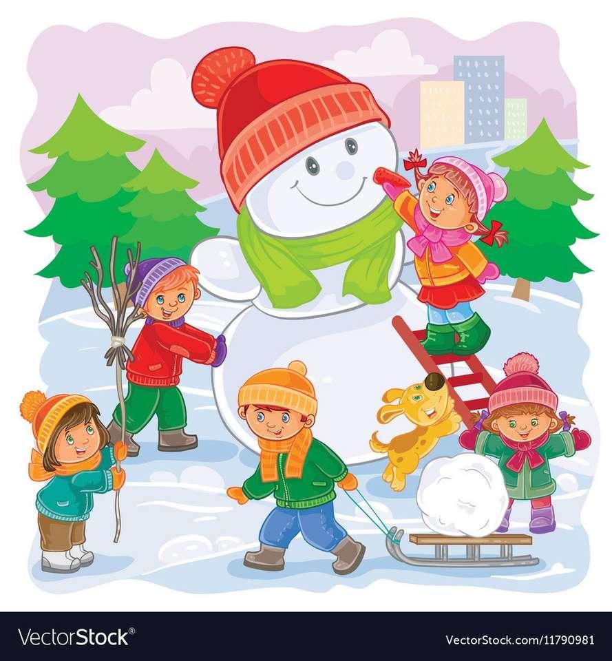 Баба зима детские игры зима - онлайн-пазл