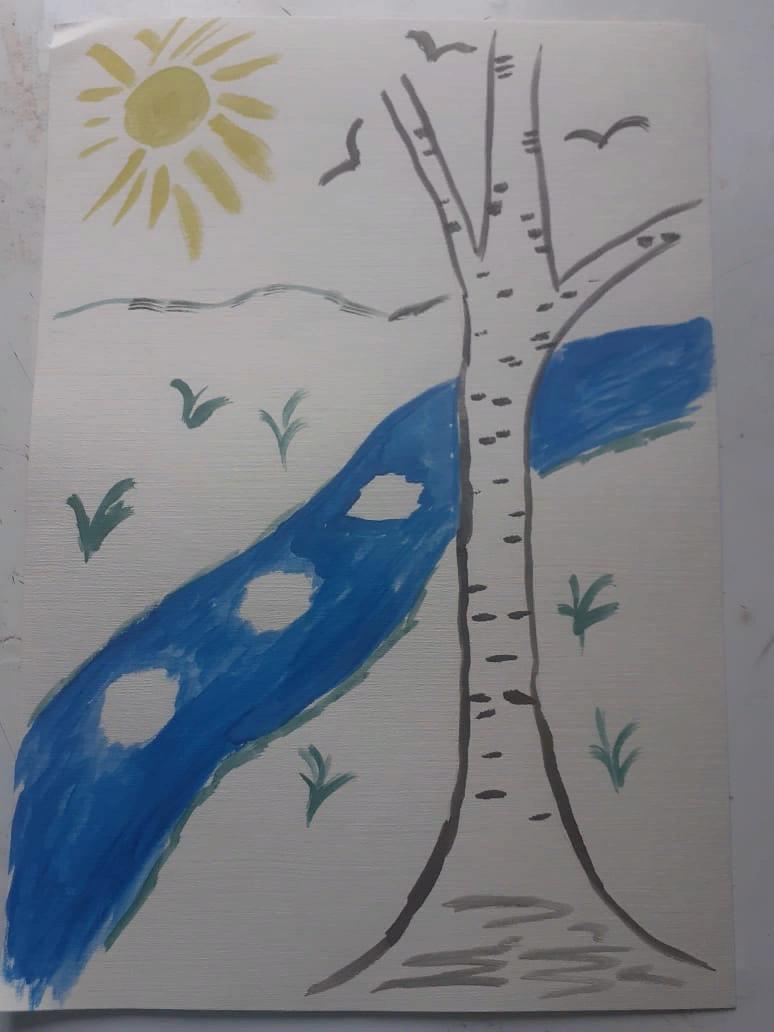 Рисование для детей - рисунок на тему \"Весна пришла\" гуашью поэтапно |  Рисуем вместе | Онлайн школа рисования | Дзен