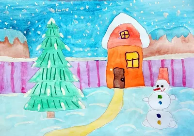Детский рисунок зимы, минимализм, …» — создано в Шедевруме