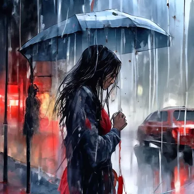 девушка #дождь красивая девушка с…» — создано в Шедевруме
