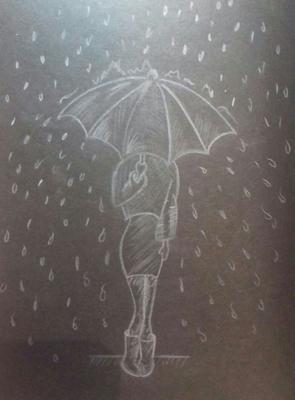Скачать обои аниме, unknown, , другое, галстук, девушка, дождь, слезы, зонт  из раздела Аниме, в разрешении 1920x1080