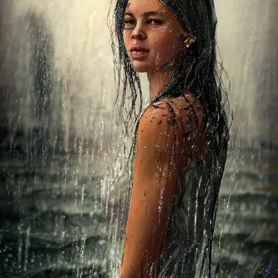 Девушка под дождем Painting by Екатерина Фет | Saatchi Art