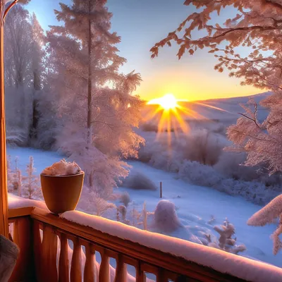 Картинка - «Утро зимнее, доброе!» — скажет природа..