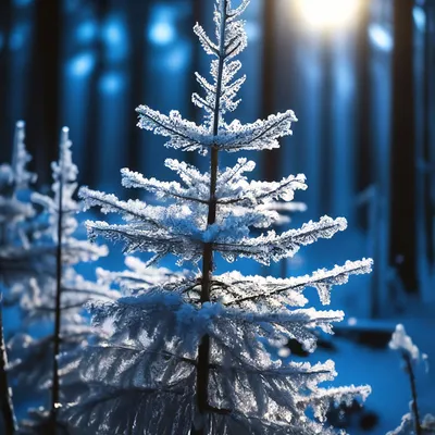 Елочка в лесу зимой, на ветках …» — создано в Шедевруме