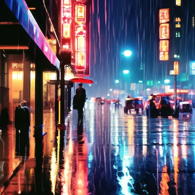 Город с движением и дождем ночью | Премиум Фото