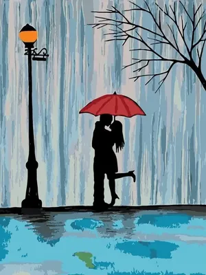 Пара под зонтиком под дождем | Премиум Фото