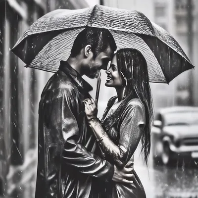 Фото Влюбленная пара танцует под дождем