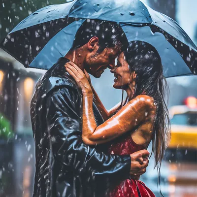 Картина по номерам \"Любовь под дождем\"