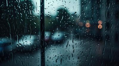 дождь в окне отражает городскую уличную сцену, картинка дождя, дождь  Powerpoint, дождь фон картинки и Фото для бесплатной загрузки