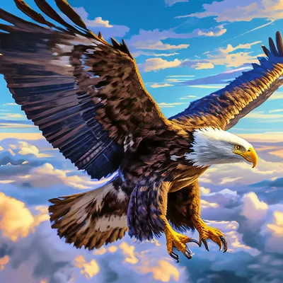 Картина по номерам \"Пейзаж. Птица. Птица в небе. Орел. Горы. Река. Озеро\" -  купить с доставкой по выгодным ценам в интернет-магазине OZON (354463029)