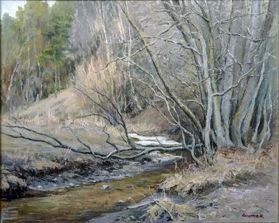 ручей в лесу в дневное время весной Стоковое Фото - изображение  насчитывающей река, мох: 219577708