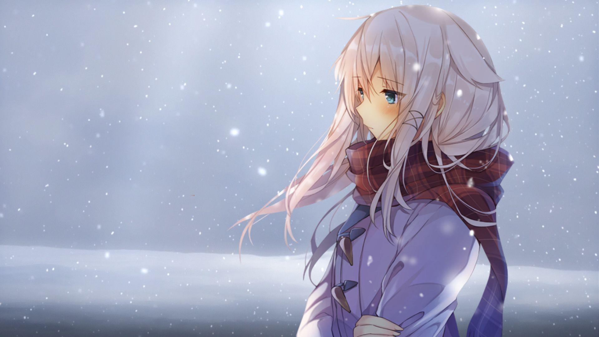 Картинки аниме девушек зимой