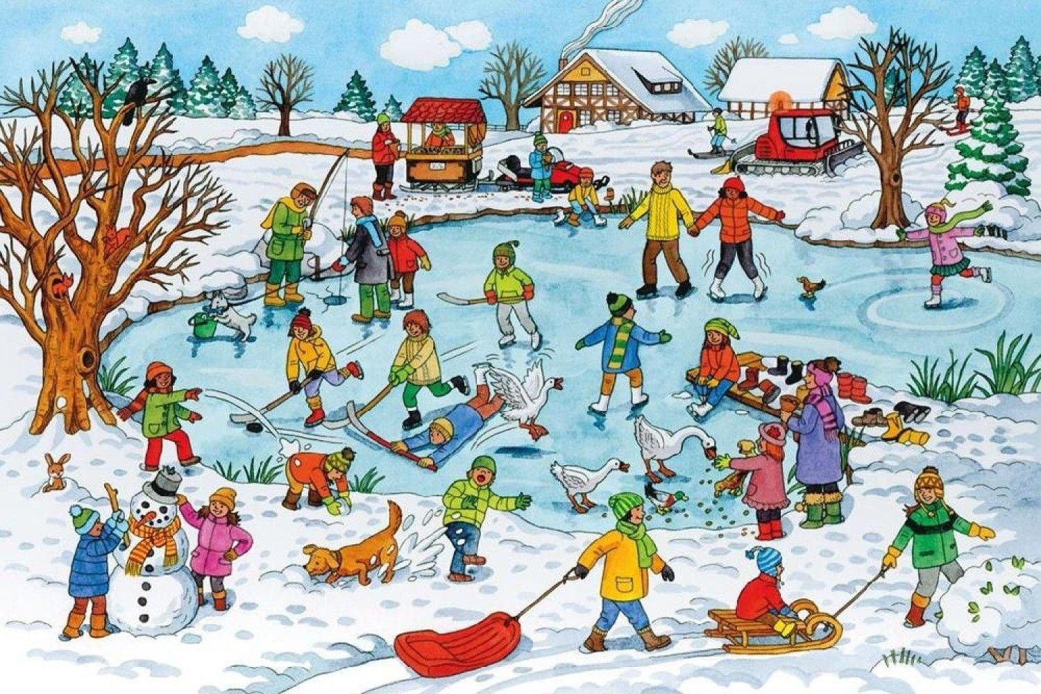 Картинки детские забавы зимой фотографии