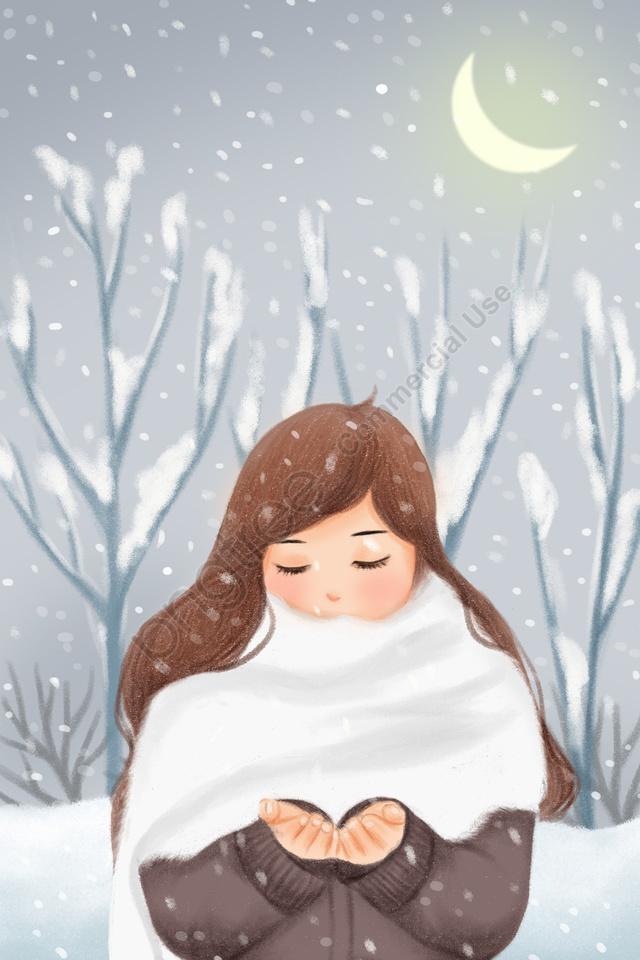 Зима, осень, малый снег, девушка в…» — создано в Шедевруме