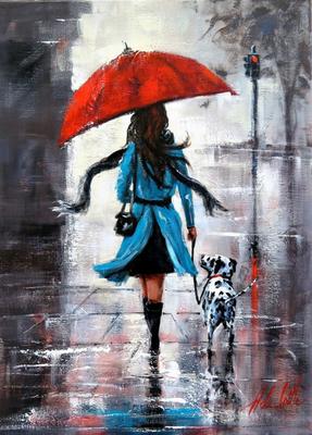 Картина Силуэт девушки с зонтом \"Дождь счастью не помеха\" в  интернет-магазине на Ярмарке Мастеров | Картины, Подольск - доставка по  России. Товар продан.
