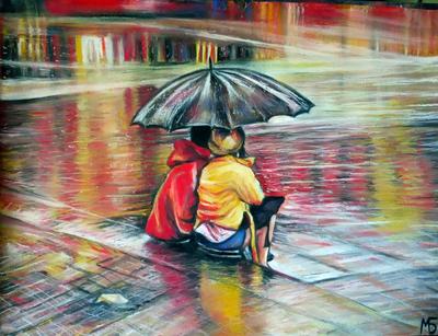 Рисунок девушка под зонтом осенью - 76 фото