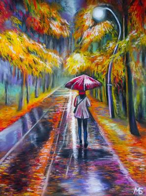 Дождь, девушка под зонтом, высокая …» — создано в Шедевруме