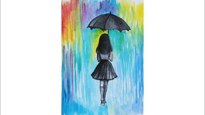 Девушка, #Дождь, #Зонт, #аватары, #картинки, #авы,  https://avatarko.ru/kartinka/18945 | Искусство анимации, Аниме пейзажи,  Краска