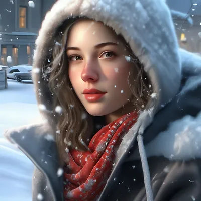 Девушка.зима снег Высокая детализация…» — создано в Шедевруме