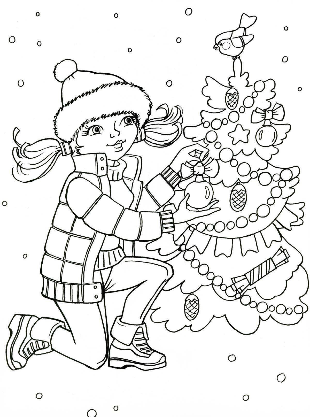 Зима, забавы для детей Раскраски для детского сада