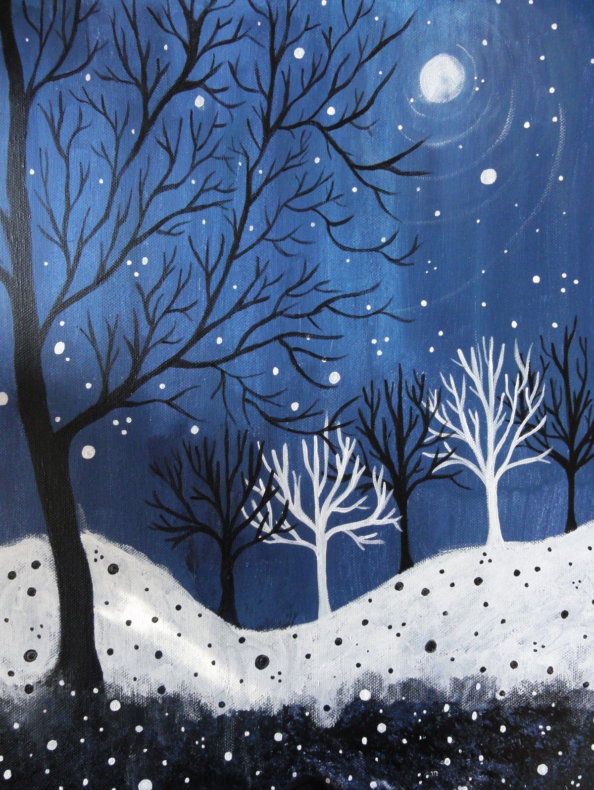 Снежная зима | Winter drawings, Painting, Christmas illustration