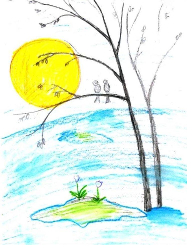 Детские рисунки на тему \"Весна\" для 1-2 класса