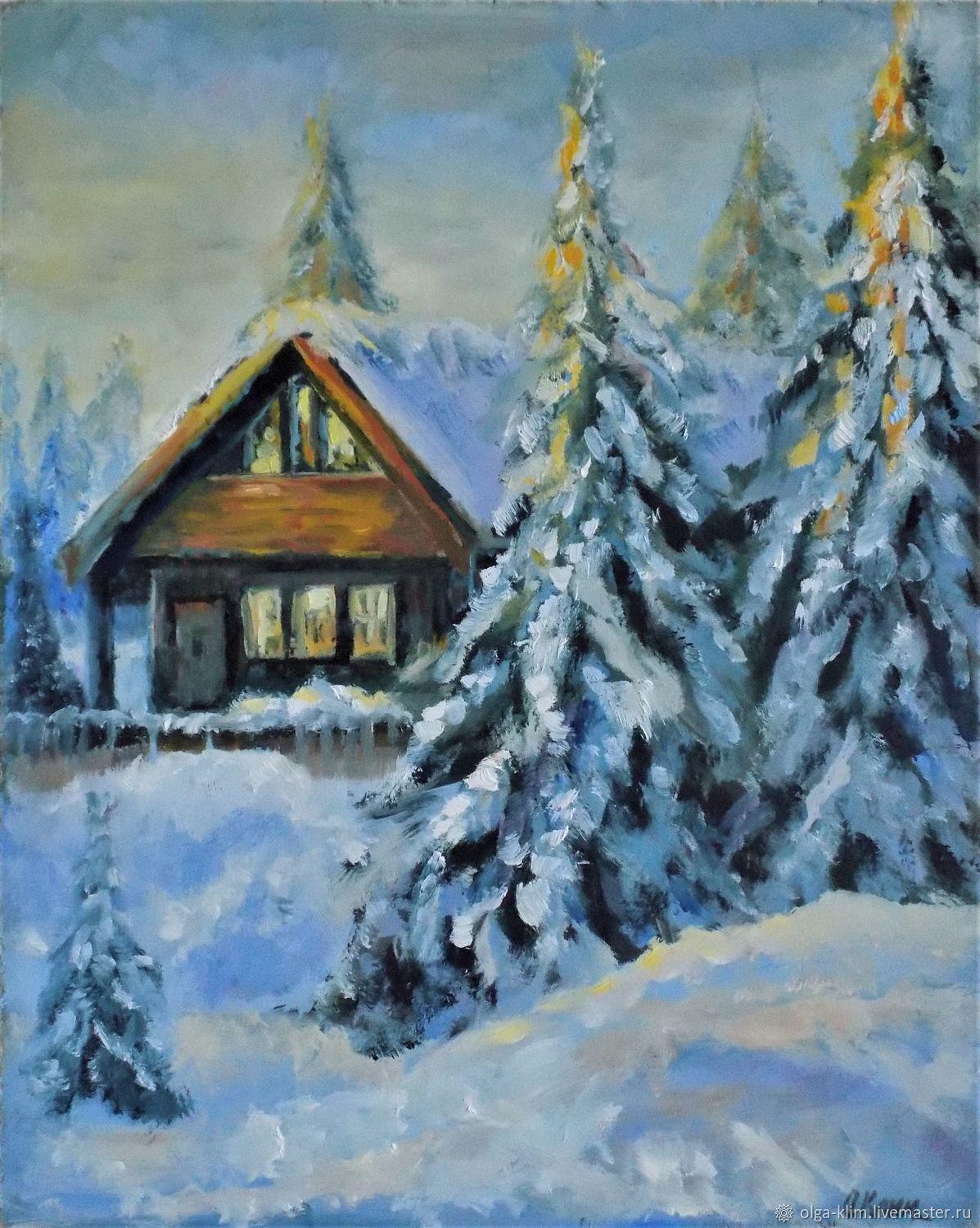 Деревенский домик зимой - 68 фото