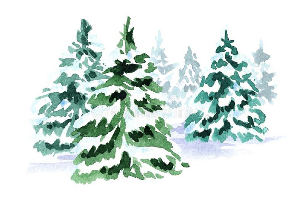 Заснеженные белые ели зимний пейзаж …» — создано в Шедевруме