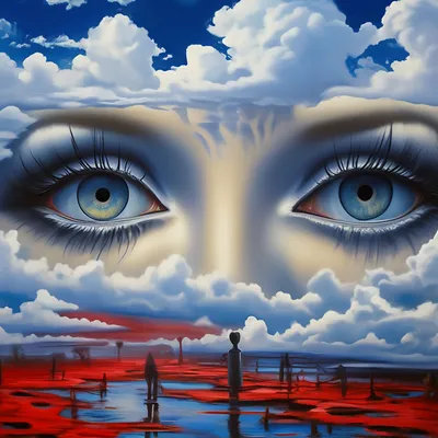 Красивый глаза в небе из облаков, …» — создано в Шедевруме