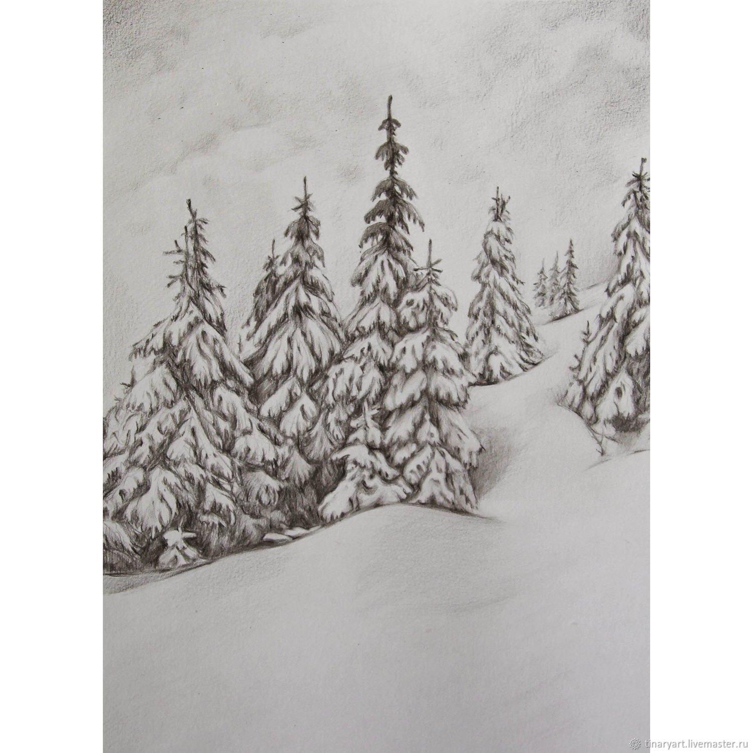 Рисунки на тему зима карандашом легкие и красивые (49 фото) » рисунки для  срисовки на Газ-квас.ком