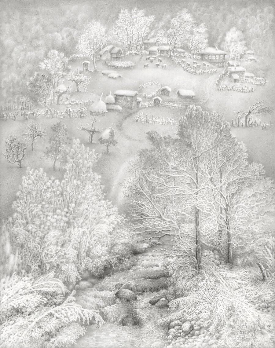 Рисунки для срисовки на тему зима - 79 фото