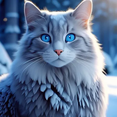 кошки зимой) котята, природа, …» — создано в Шедевруме