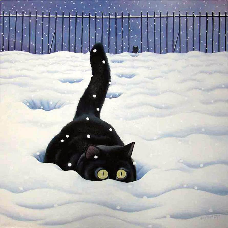 Картинки кошка на снегу для детей (70 фото) » Картинки и статусы про  окружающий мир вокруг
