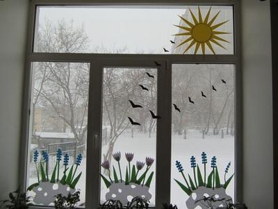 Мастер-класс «Украшаем окна к весне» Фото | Поделки, Декорации, Отделка  дверей