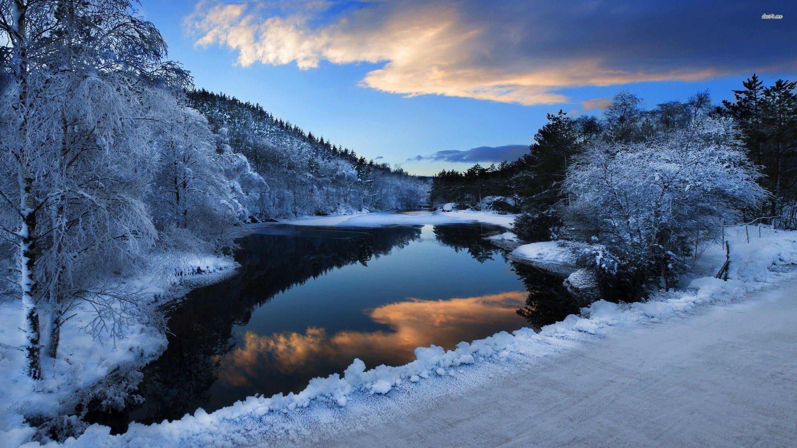 Обои природа, зима, снег, вода, отражение - картинка на рабочий стол и фото  бесплатно