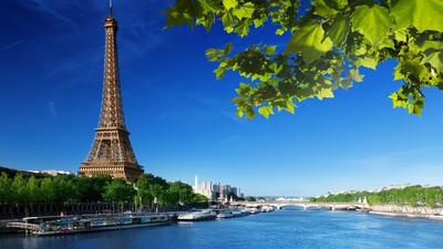 Река в Париже весной - обои для рабочего стола, картинки, фото