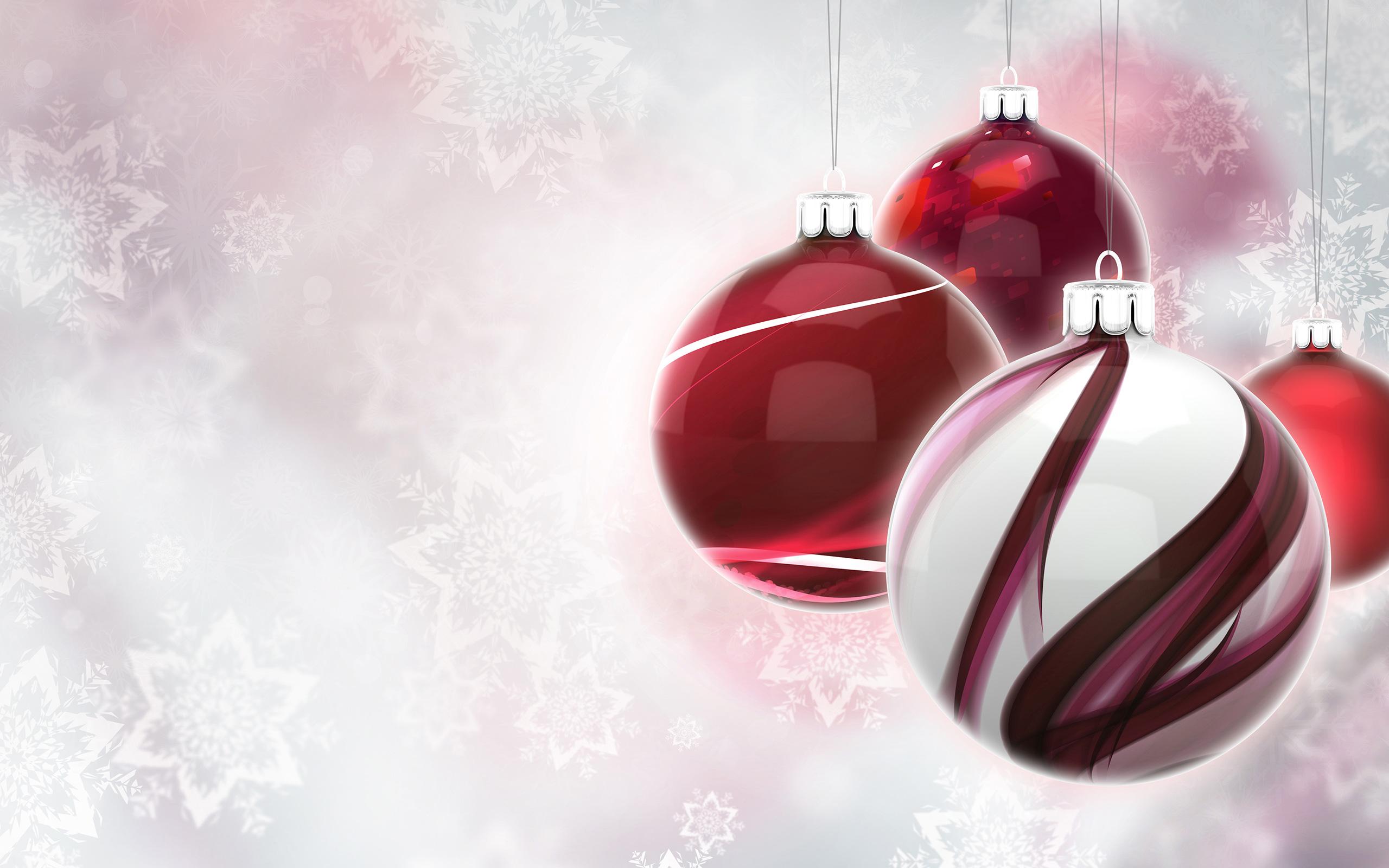 Новогодние обои на рабочий стол «Красные рождественские шары» — Abali.ru