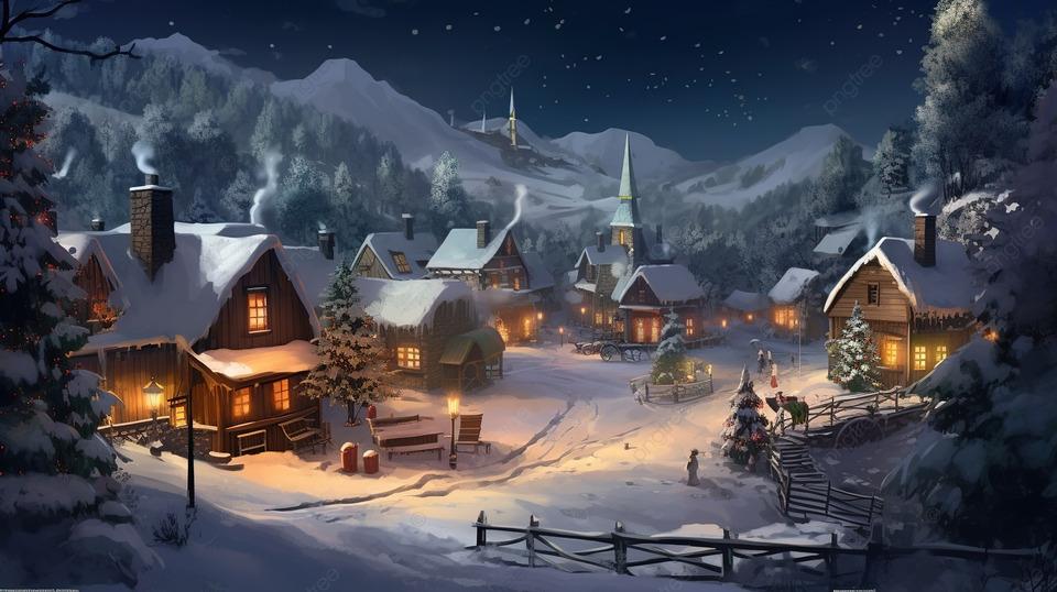 Зима в деревне - Картинка на телефон / Обои на рабочий стол №1369403
