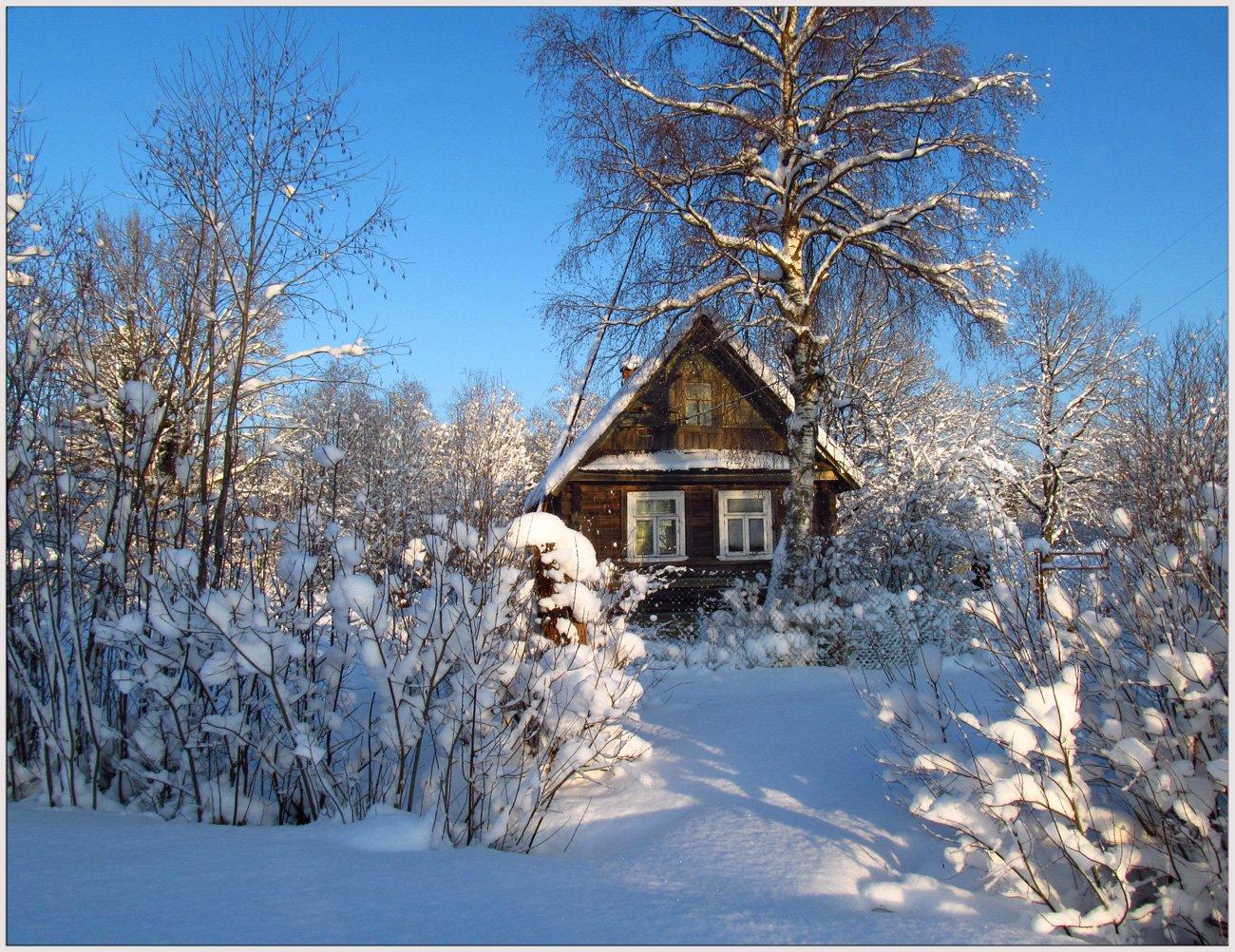 Красота зимы в деревне - обои для рабочего стола, картинки, фото