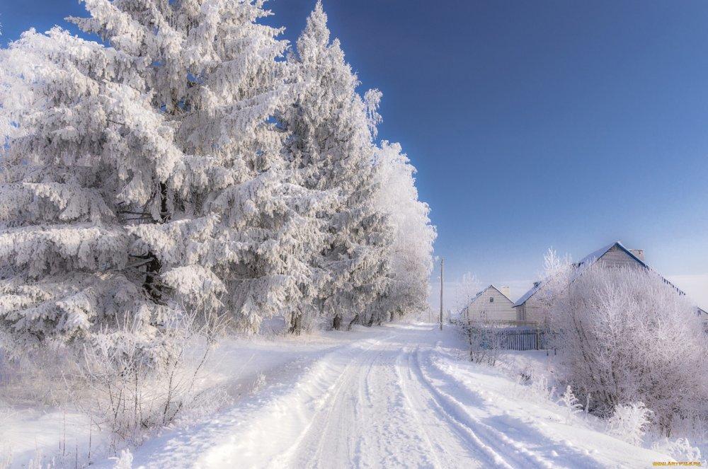 за снеговиком изображена зимняя деревня, зима, время года, снег фон  картинки и Фото для бесплатной загрузки