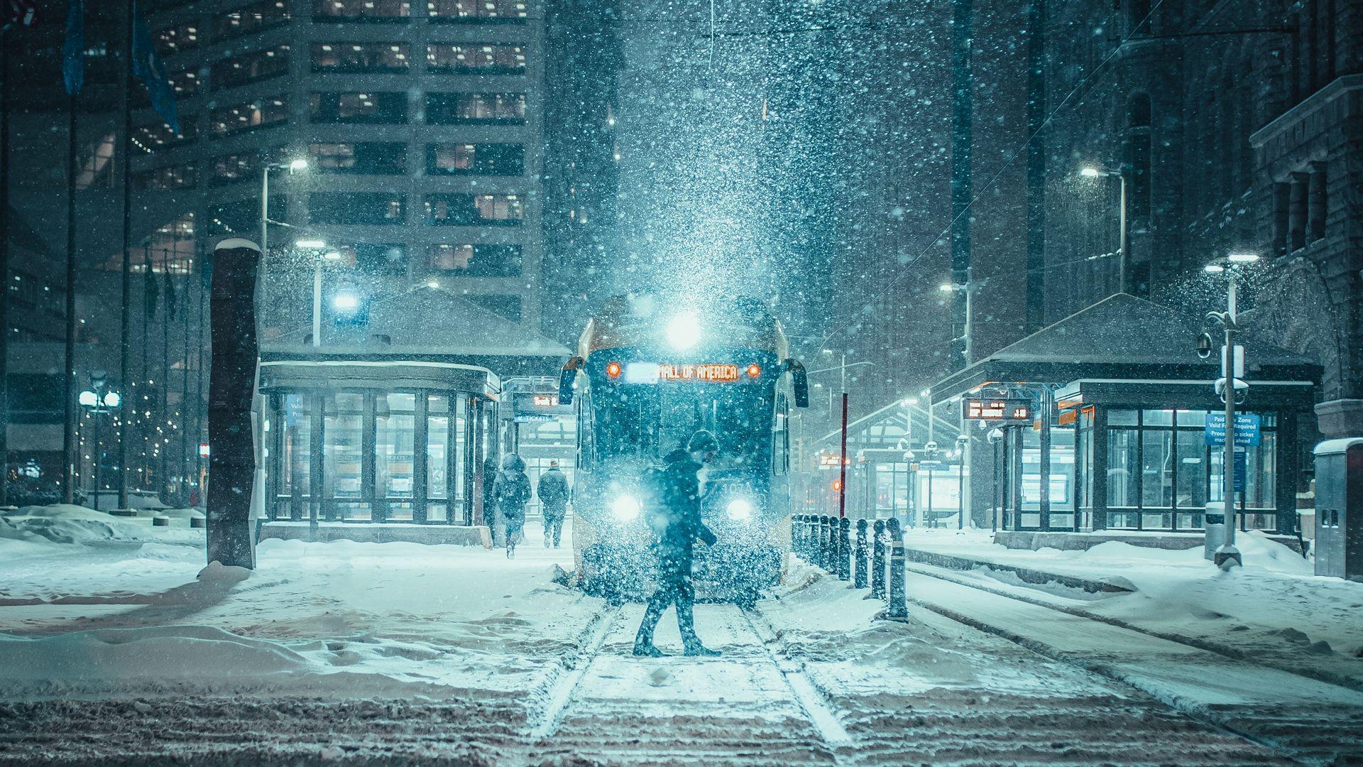 Белоснежная зима в городе Нью-Йорк - обои на рабочий стол