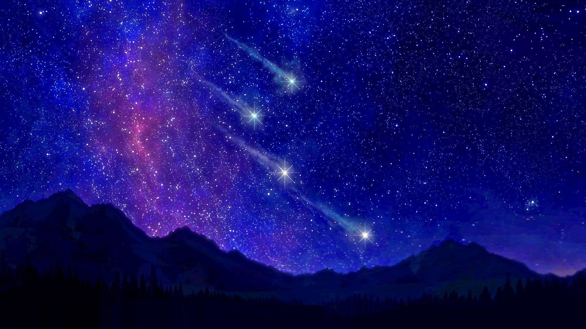 Красивое звёздное ночное небо - обои на рабочий стол