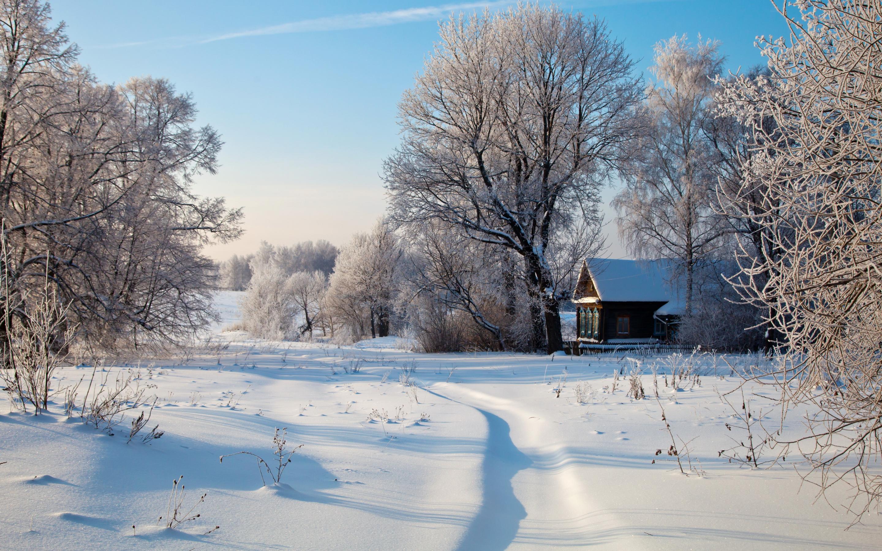 Зима пришла в город. Рисунки домов в снегу и зимних замков.