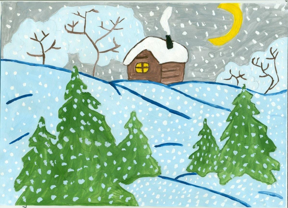 Легкие рисунки на тему зима - 70 фото