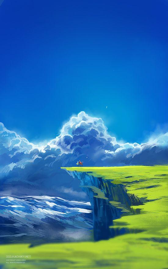 Небо и Земля | Landscape art, Anime scenery, Digital painting