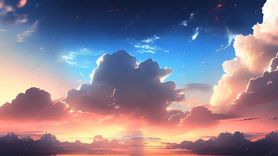 красивый закат небо иллюстрации фона, небо, Закат солнца, иллюстрация фон  картинки и Фото для бесплатной загрузки