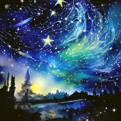 Ночное небо, звезды, звёздная пыль…» — создано в Шедевруме